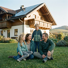 Familie genießt Zeit im Freien - nachhaltige Energie für Zuhause mit energiedigital.at